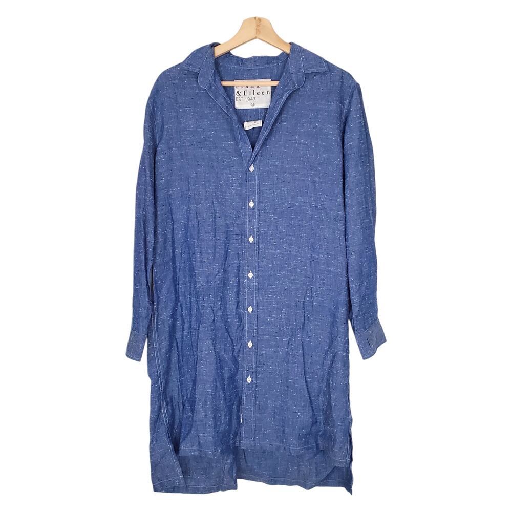 Frank & Eileen Hunter Classic Linen Dress Heathered Textured Blue Size Medium